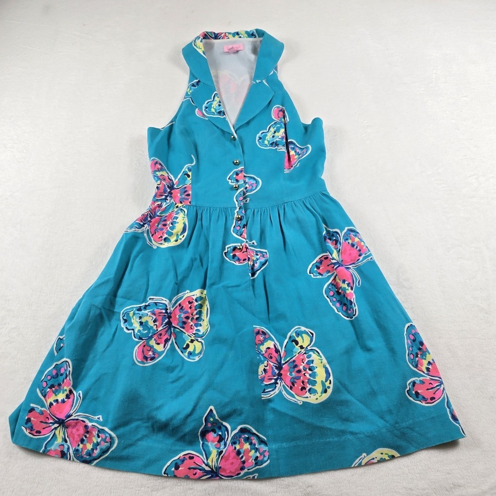 Lilly Pulitzer Women's 4 Sherlynn Dress I've Got Butterflies Fit & Flare Pockets